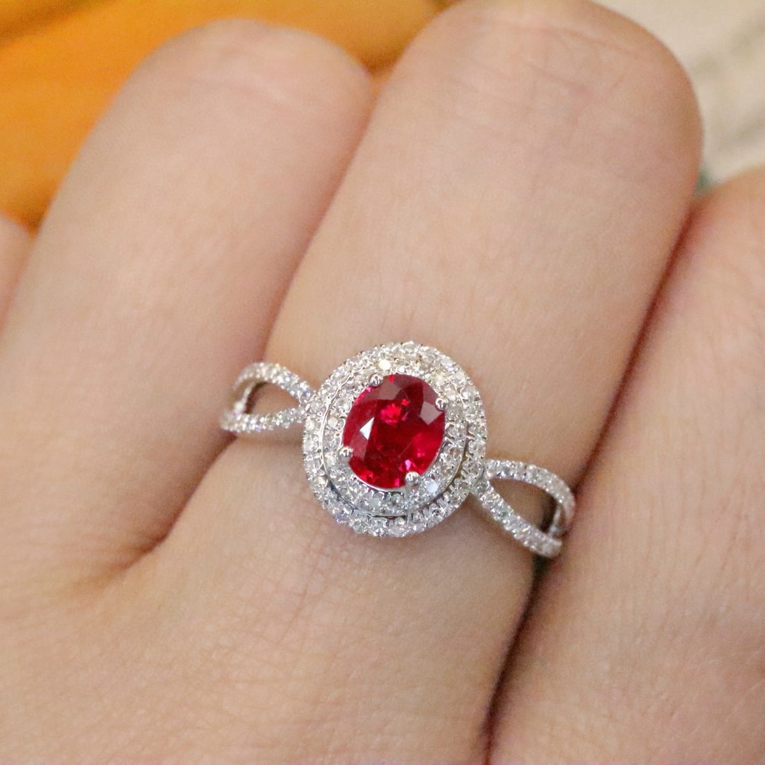 14k Gold 0.84 Ctw Natural Ruby & Diamond Ring - 5