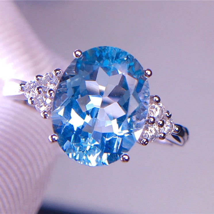 14k Gold 3.25 Ct Natural Aquamarine & Diamond Ring - 4