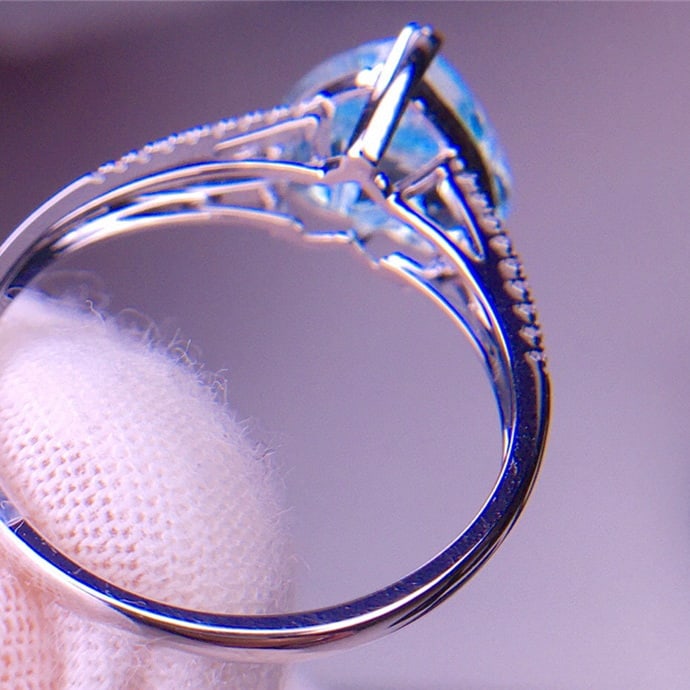 14k Gold 3.05 Ct Natural Aquamarine & Diamond Ring - 6