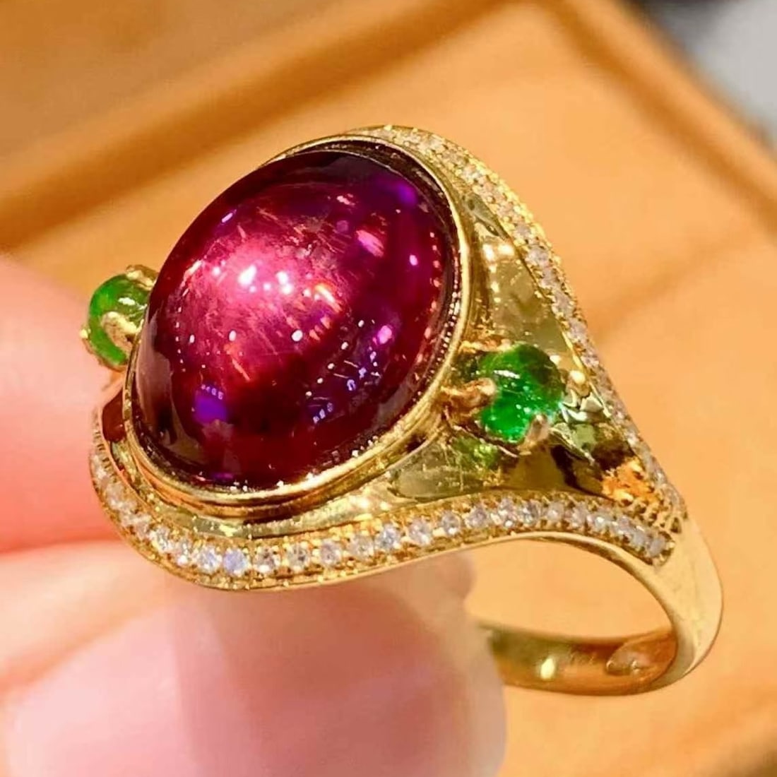 14k Gold 4 Ct Natural Tourmaline & Diamond Ring - 3