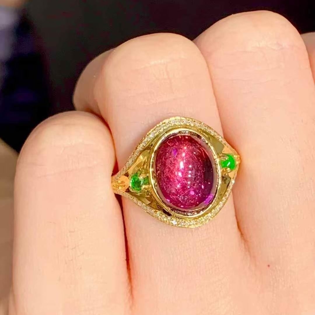 14k Gold 4 Ct Natural Tourmaline & Diamond Ring - 5