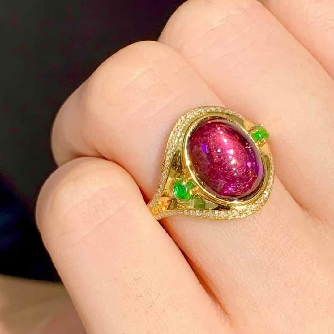 14k Gold 4 Ct Natural Tourmaline & Diamond Ring - 6