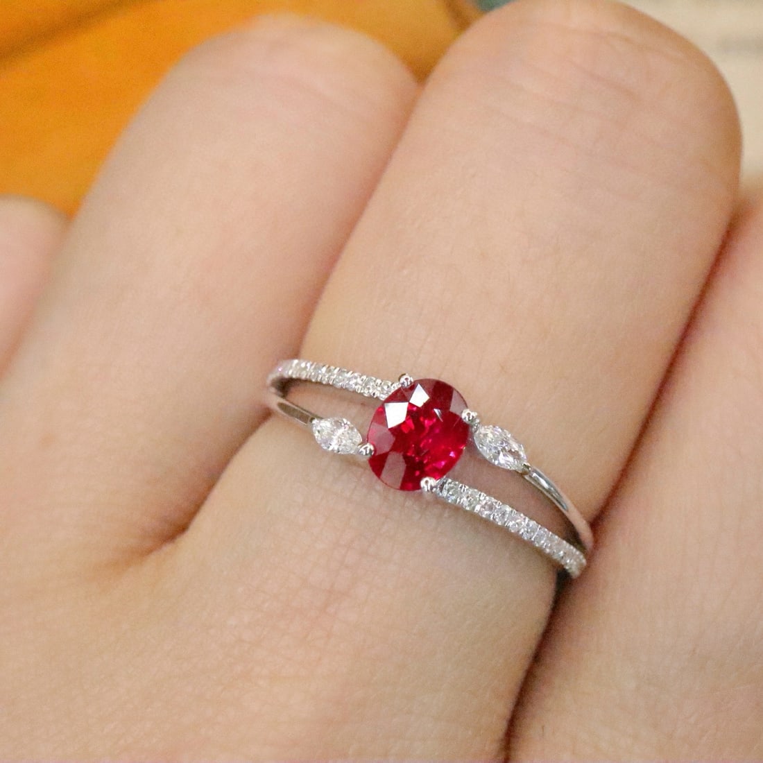 14k Gold 0.63 Ctw Natural Ruby & Diamond Ring - 5