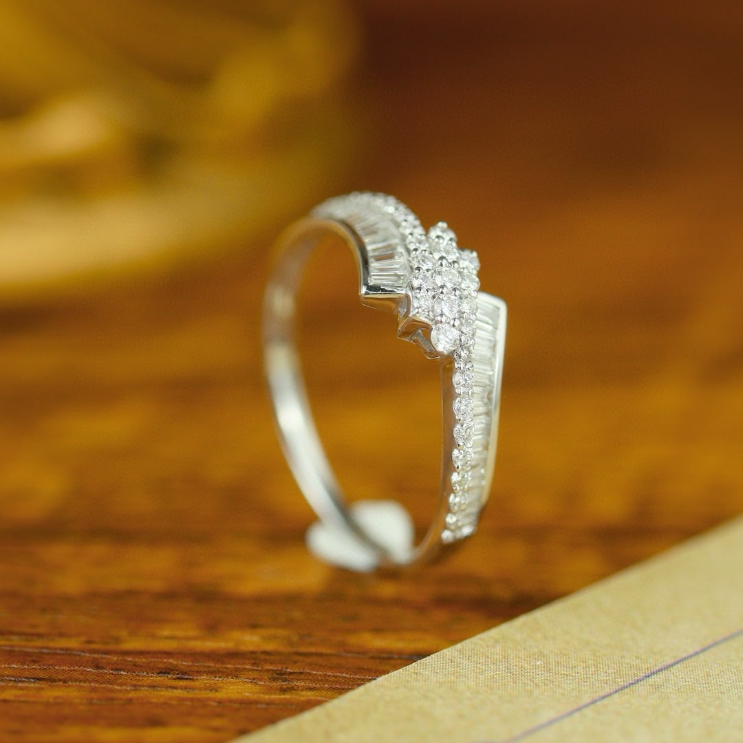 14k Gold 0.50 Ct Natural H Diamond Ring - 6