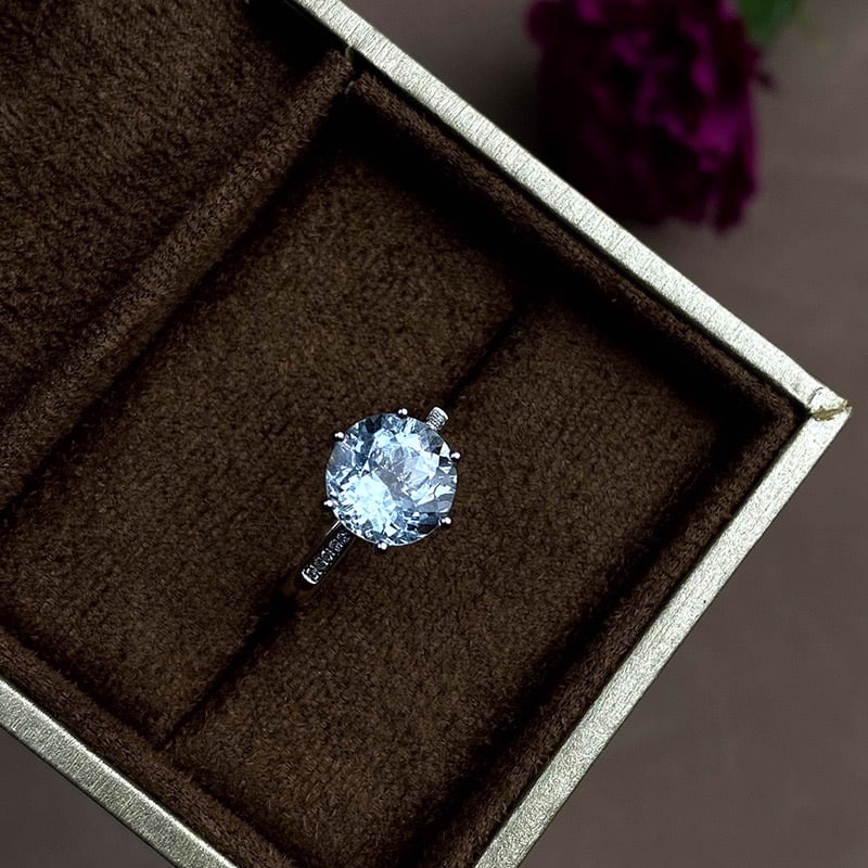 14k Gold 2.7 Ct Natural Aquamarine & Diamond Ring - 2