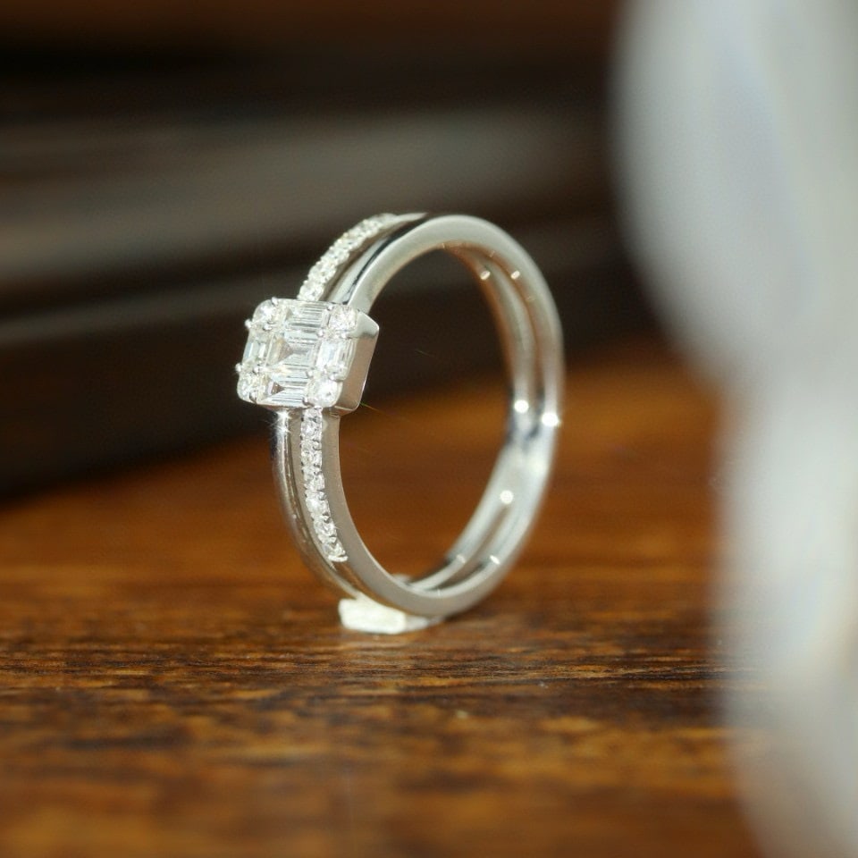 14k Gold 0.50 Ct Natural H Diamond Ring - 4