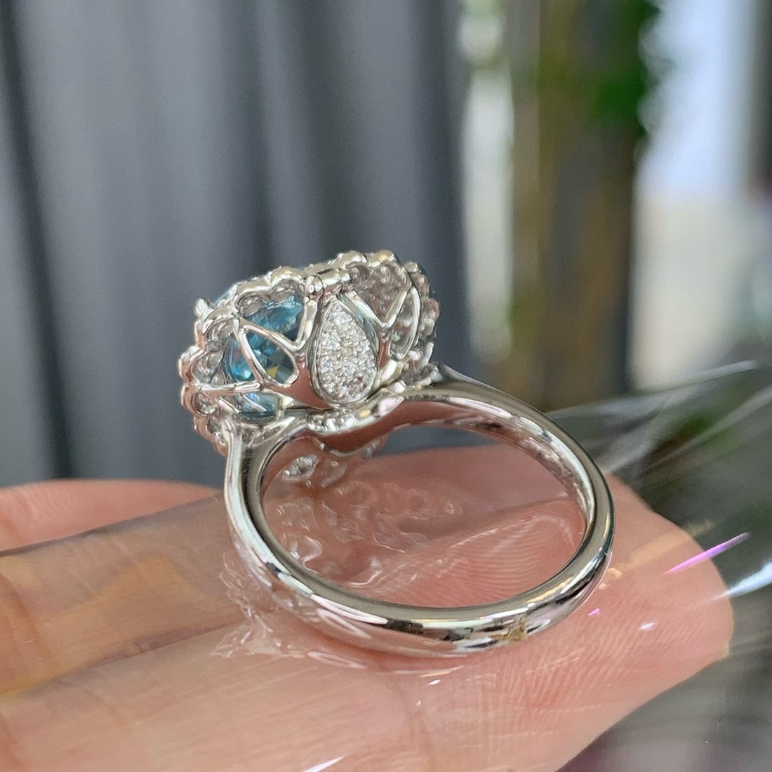 14k Gold 4.82 Ctw Natural Aquamarine & Diamond Ring/pendant( Without Chain ) - 3