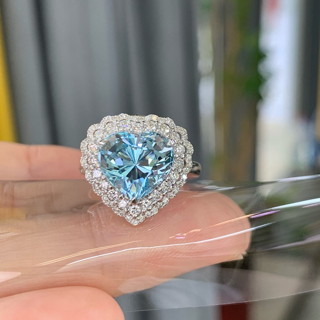 14k Gold 4.82 Ctw Natural Aquamarine & Diamond Ring/pendant( Without Chain ) - 4