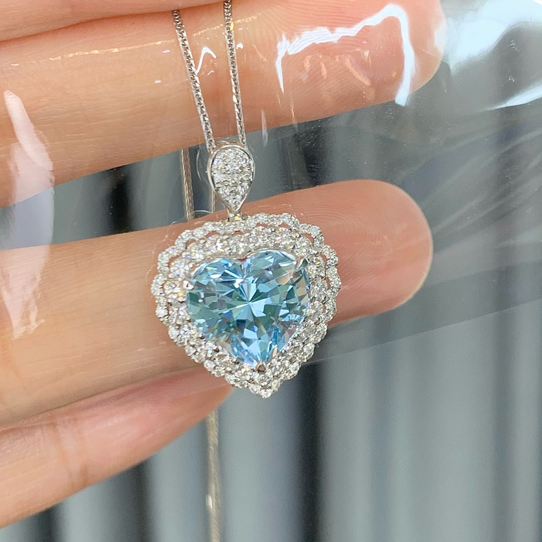 14k Gold 4.82 Ctw Natural Aquamarine & Diamond Ring/pendant( Without Chain ) - 5