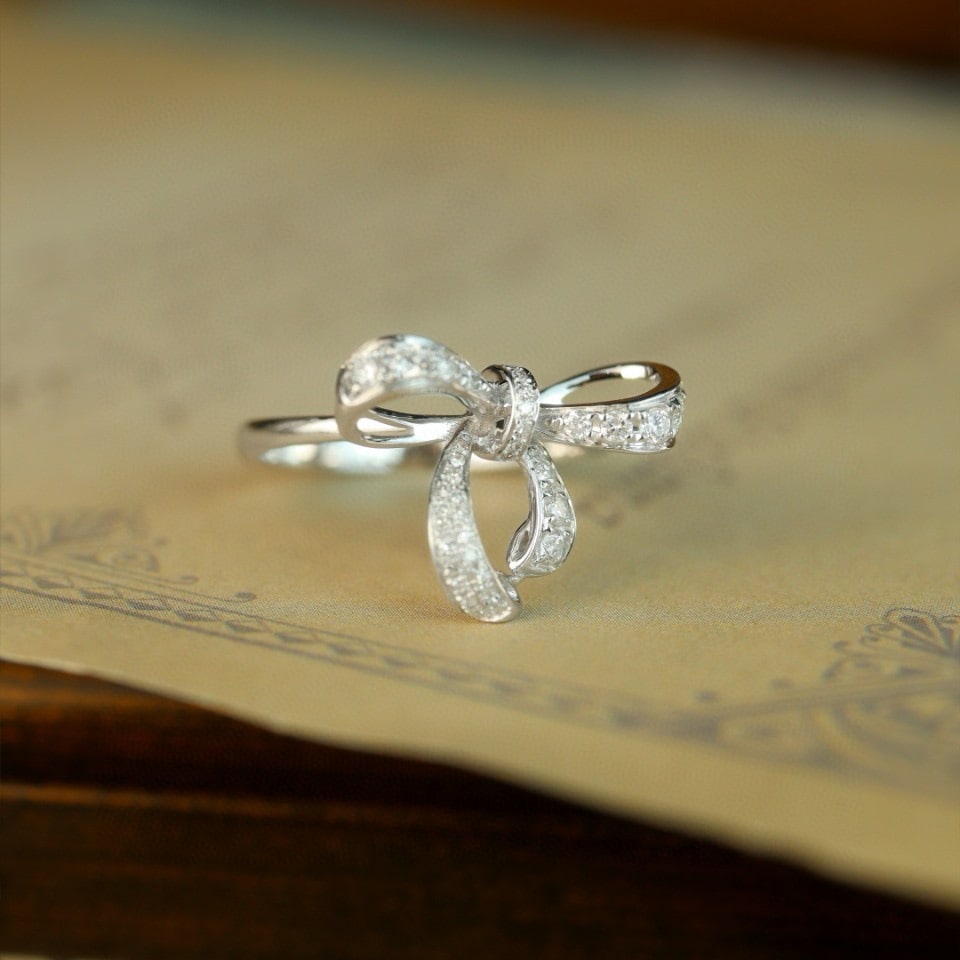 14k Gold 0.3 Ct Natural H Diamond Ring - 4