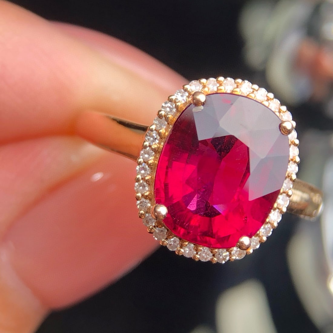 14k Gold 3.21 Ct Natural Tourmaline & Diamond Ring - 4