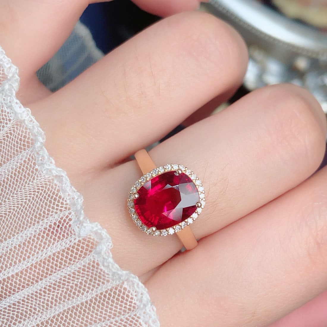 14k Gold 3.21 Ct Natural Tourmaline & Diamond Ring - 7