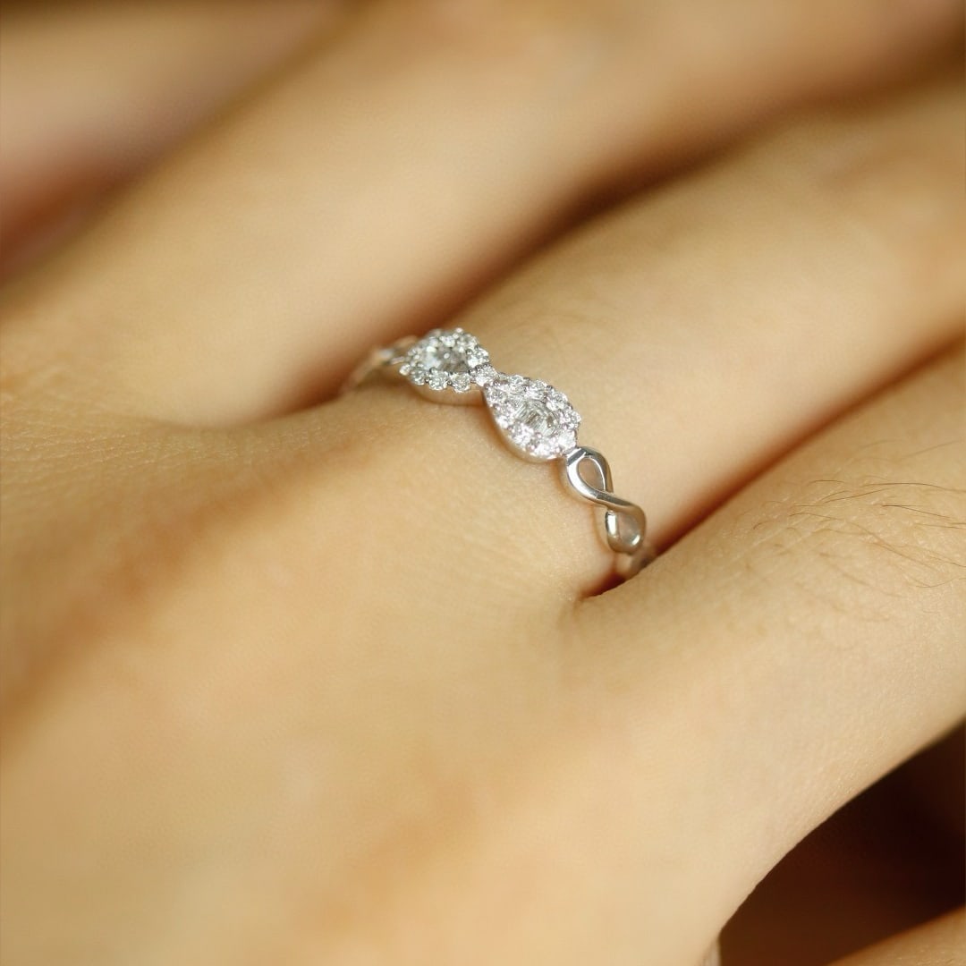 14k Gold 0.20 Ct Natural H Diamond Ring - 5