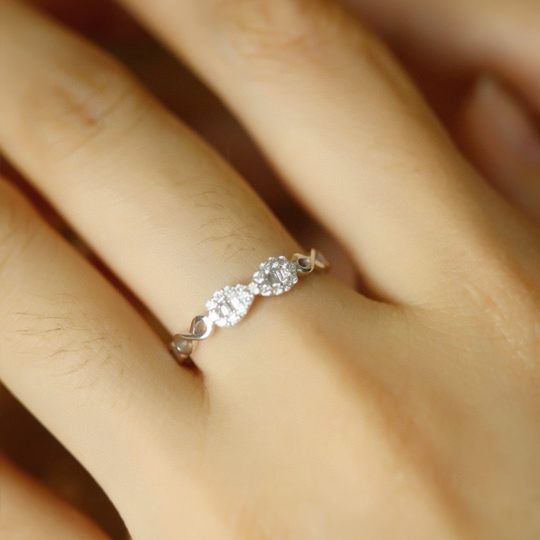 14k Gold 0.20 Ct Natural H Diamond Ring - 6