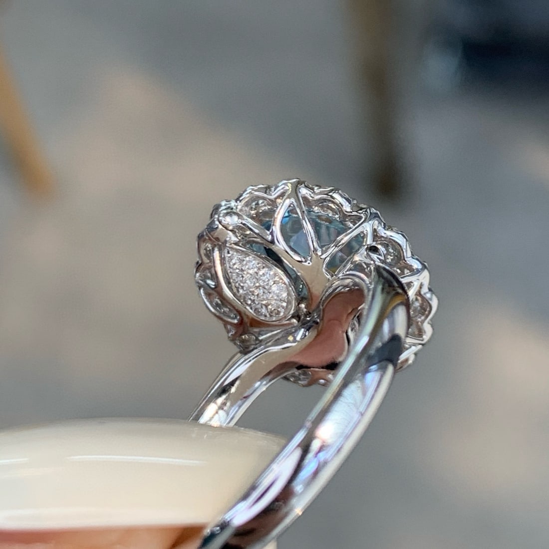 14k Gold 3.10 Ctw Natural Aquamarine & Diamond Ring/pendant( Without Chain ) - 4