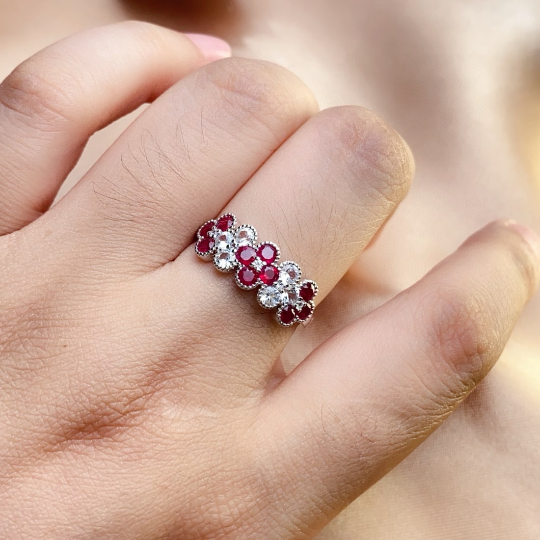 14k Gold 1.30 Ct Natural Ruby & Diamond Ring - 6