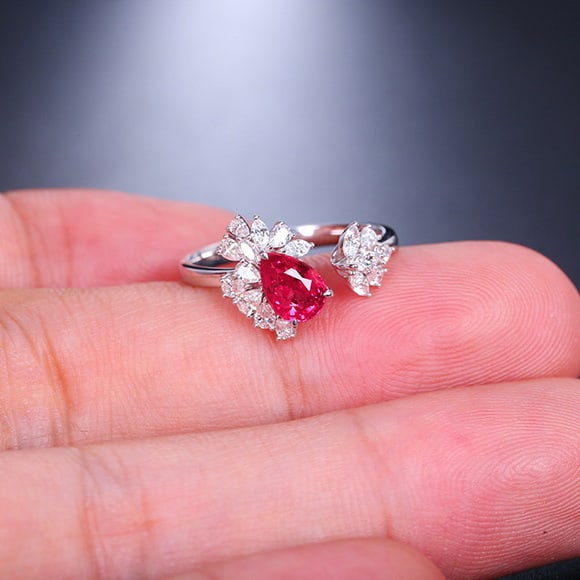 14k Gold 1.56 Ctw Natural Ruby & Diamond Ring - 7