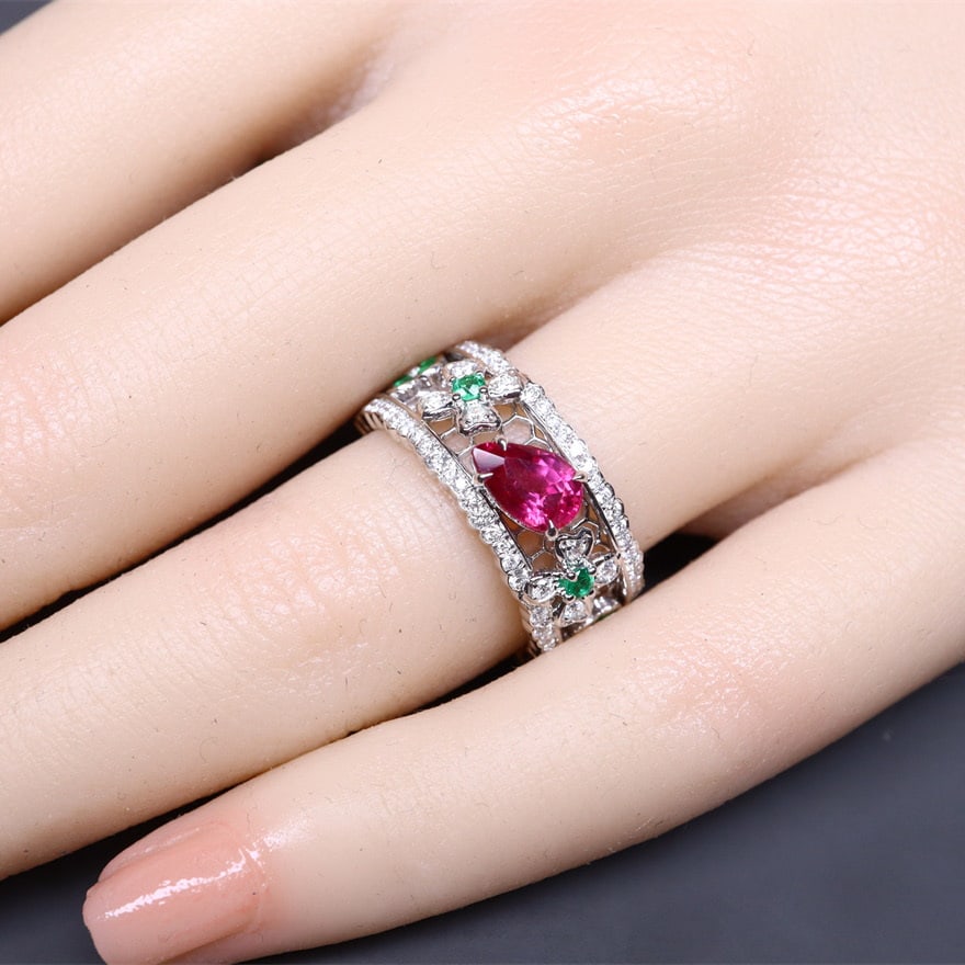14k Gold 1.83 Ctw Natural Ruby & Diamond Ring - 7