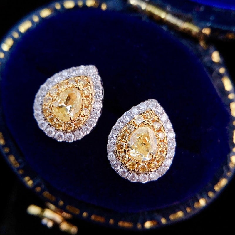 14k Gold 0.7 Ct Natural Color Diamond Earrings: Ref:231066246 // gold content:14k gold // main gemstone:diamond // shape:multiply // carat weight:0. 7ct // clarity grade:vs-si // color:color // treatment:natural // Condition: New Low Estimate: 350