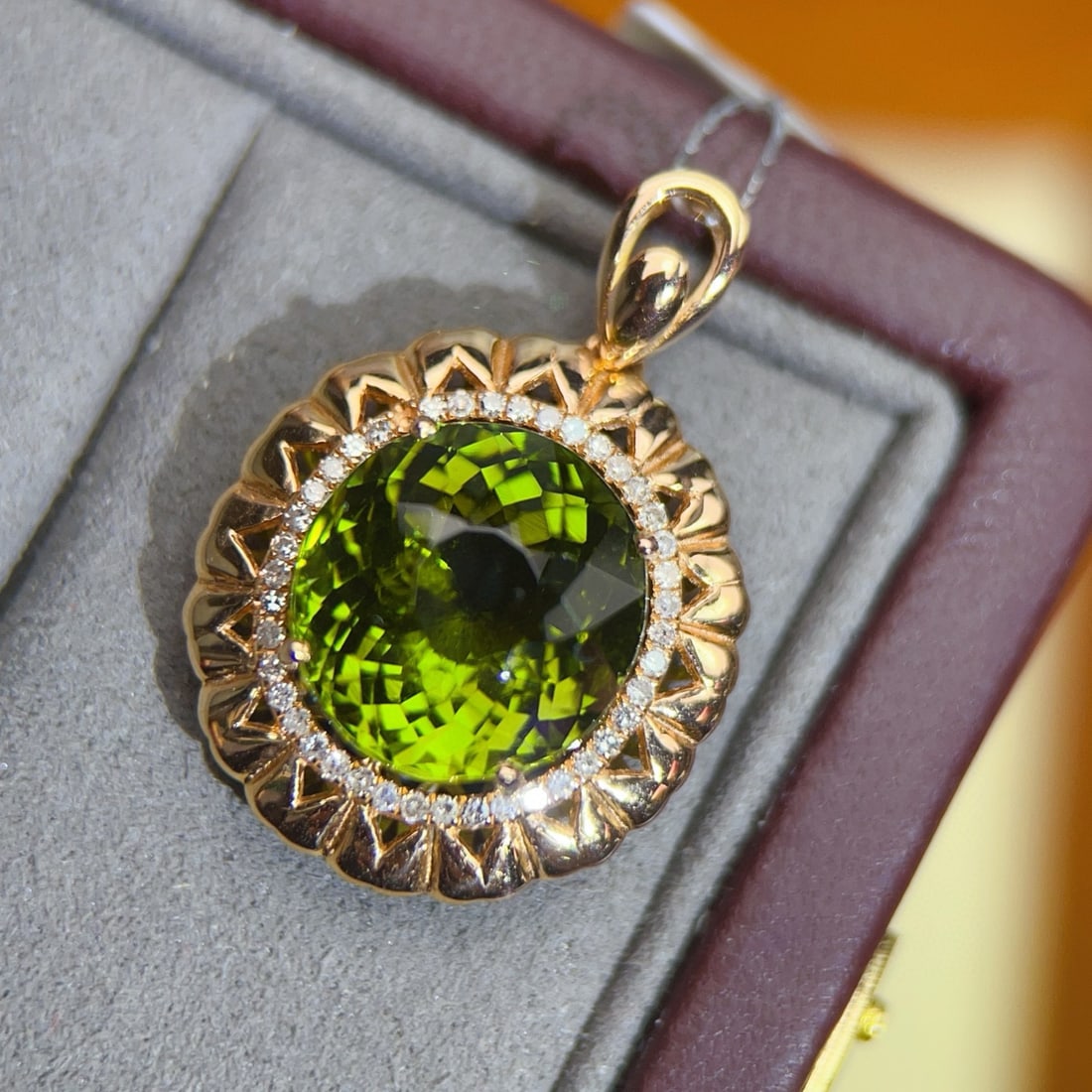 14k Gold 9.32 Ctw Natural Tourmaline & Diamond Pendant( Without Chain ) - 2