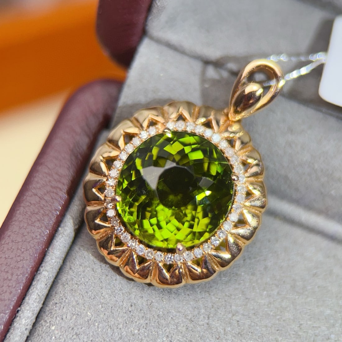 14k Gold 9.32 Ctw Natural Tourmaline & Diamond Pendant( Without Chain ) - 3