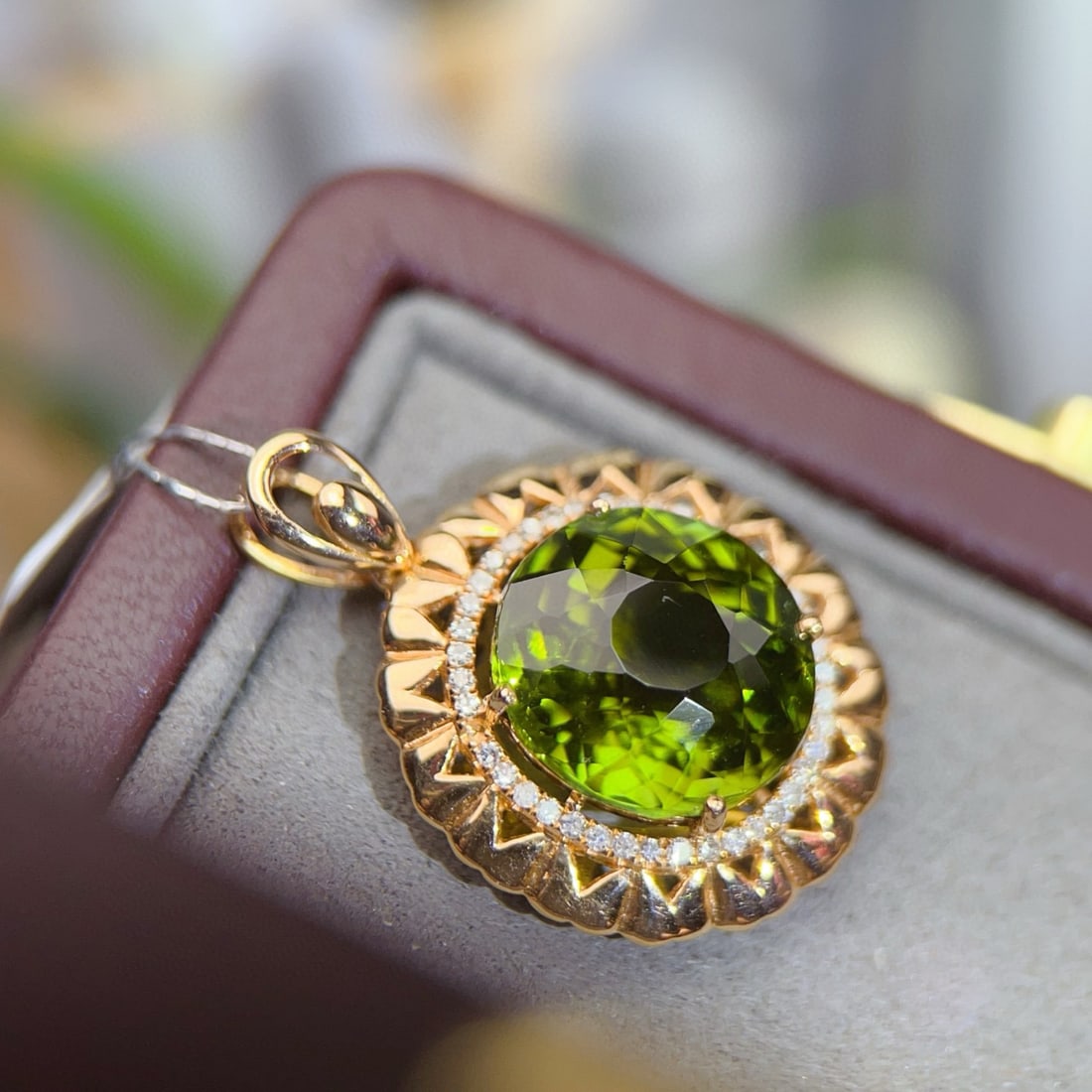 14k Gold 9.32 Ctw Natural Tourmaline & Diamond Pendant( Without Chain ) - 4