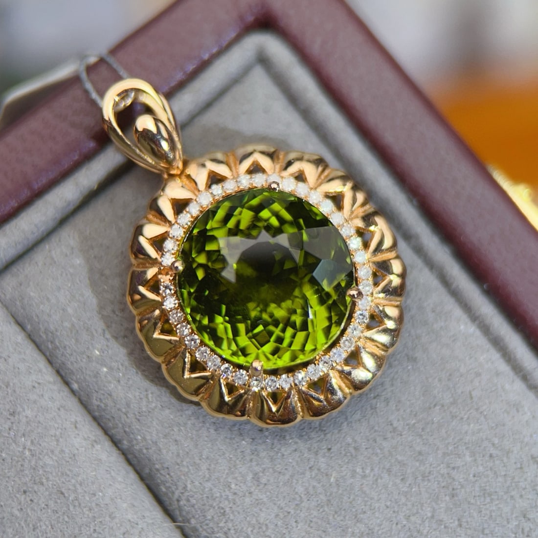 14k Gold 9.32 Ctw Natural Tourmaline & Diamond Pendant( Without Chain ) - 5