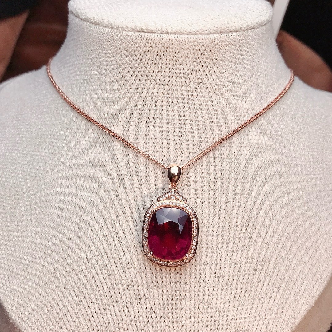 14k Gold 7.2 Ct Natural Tourmaline & Diamond Pendant( Without Chain ) - 3
