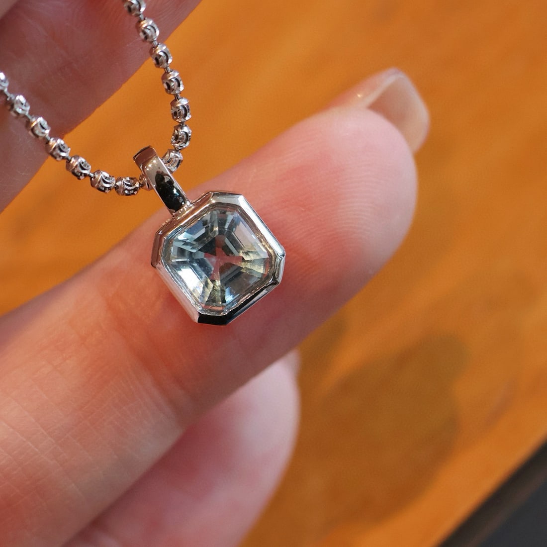 14k Gold 1.6 Ct Natural Aquamarine Pendant( Without Chain ) - 3