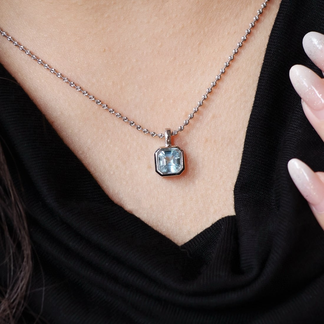 14k Gold 1.6 Ct Natural Aquamarine Pendant( Without Chain ) - 5