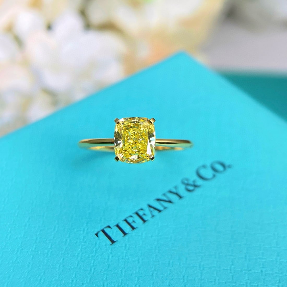 14k Gold 1.09 Ct Natural Yellow Diamond Ring: Ref:231066295 // gold content:14k gold // ring size:7. 25us // // main gemstone:yellow diamond // shape:cushion // carat weight:1. 09ct // color:yellow // treatment:natural // Condition: NewLow