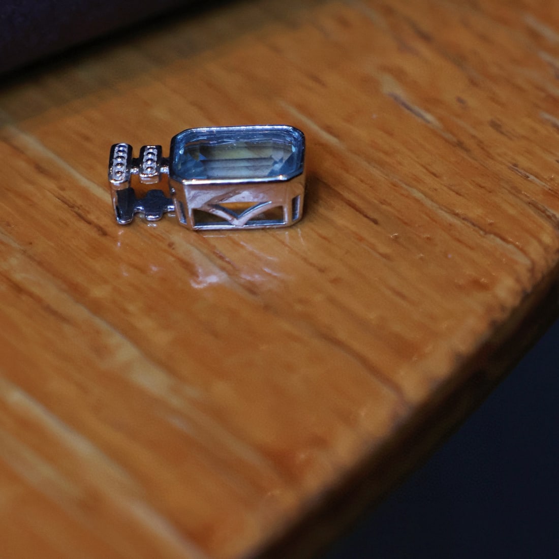 14k Gold 1.4 Ct Natural Aquamarine Pendant( Without Chain ) - 2