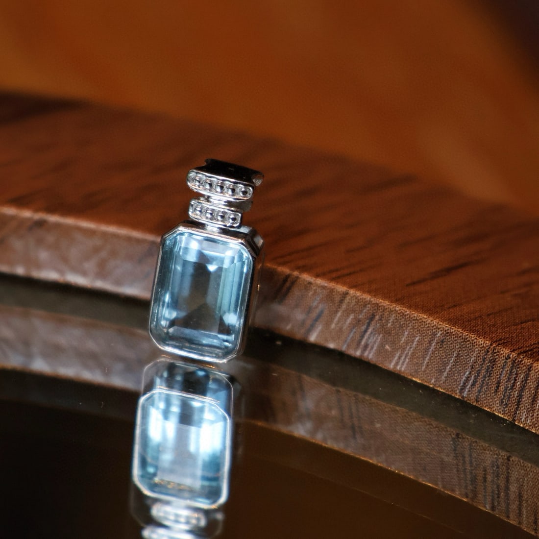 14k Gold 1.4 Ct Natural Aquamarine Pendant( Without Chain ) - 3