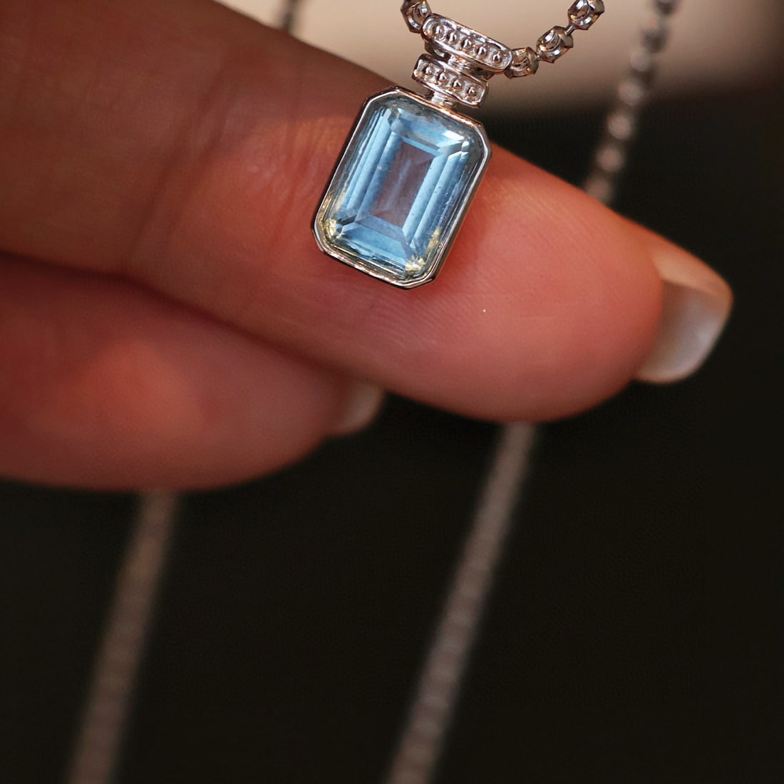 14k Gold 1.4 Ct Natural Aquamarine Pendant( Without Chain ) - 4