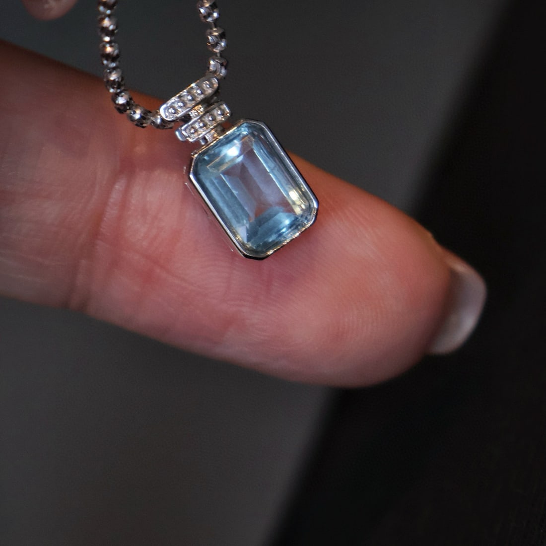 14k Gold 1.4 Ct Natural Aquamarine Pendant( Without Chain ) - 6