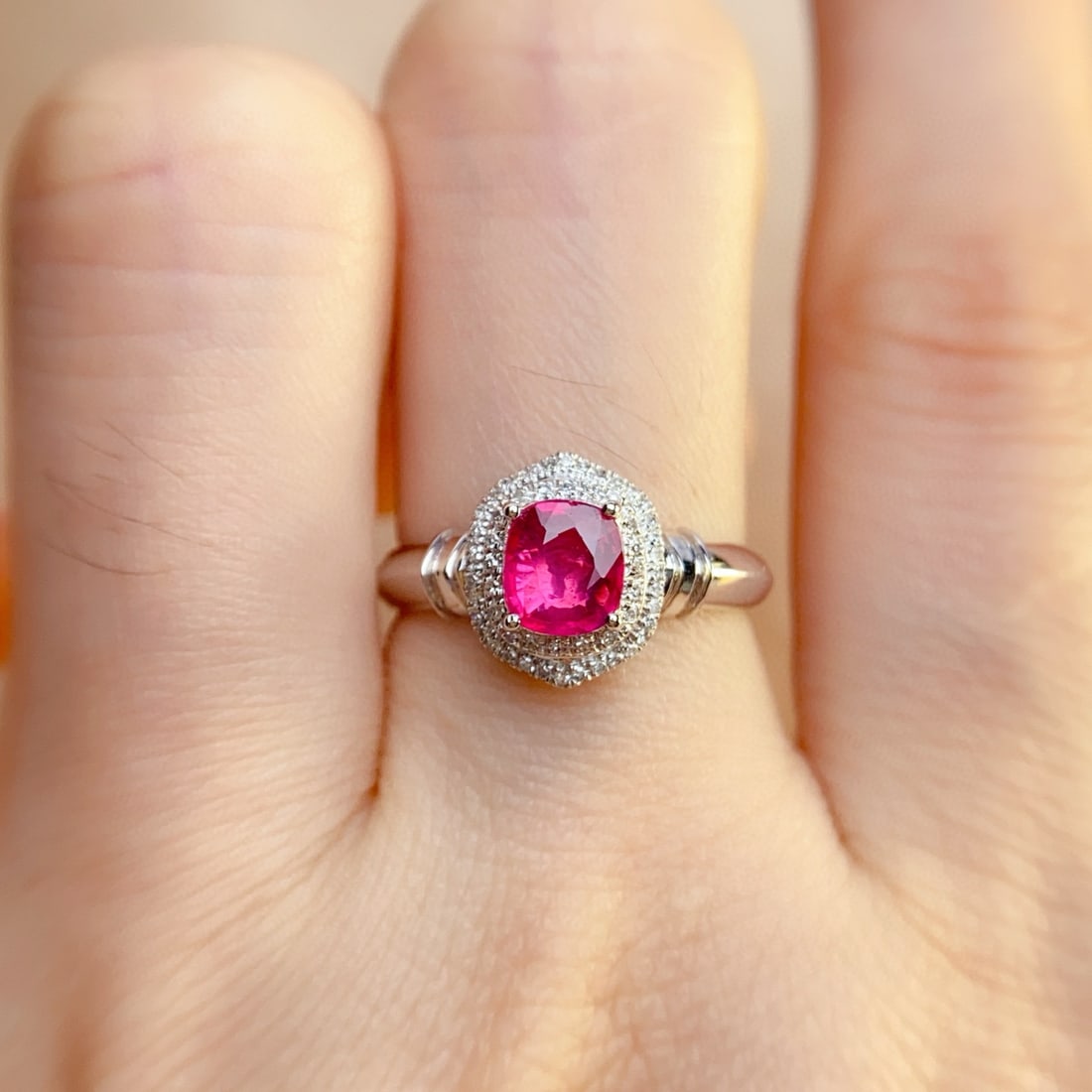 14k Gold 1.05 Ct Natural Ruby & Diamond Ring - 6