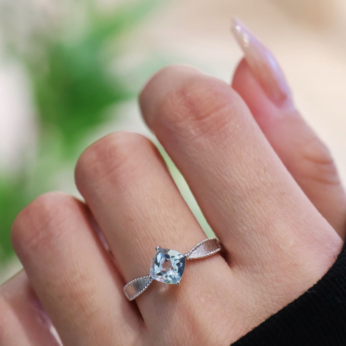 14k Gold 0.90 Ct Natural Aquamarine Ring - 5