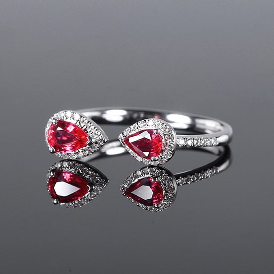 14k Gold 0.69 Ctw Natural Ruby & Diamond Ring - 3