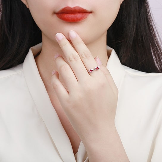 14k Gold 0.69 Ctw Natural Ruby & Diamond Ring - 5