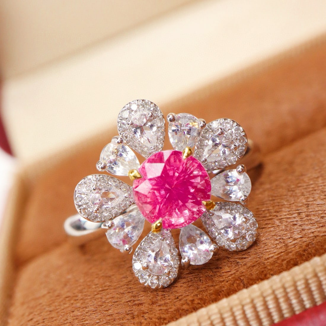 14k Gold 1.39 Ctw Natural Spinel & Diamond Ring - 3