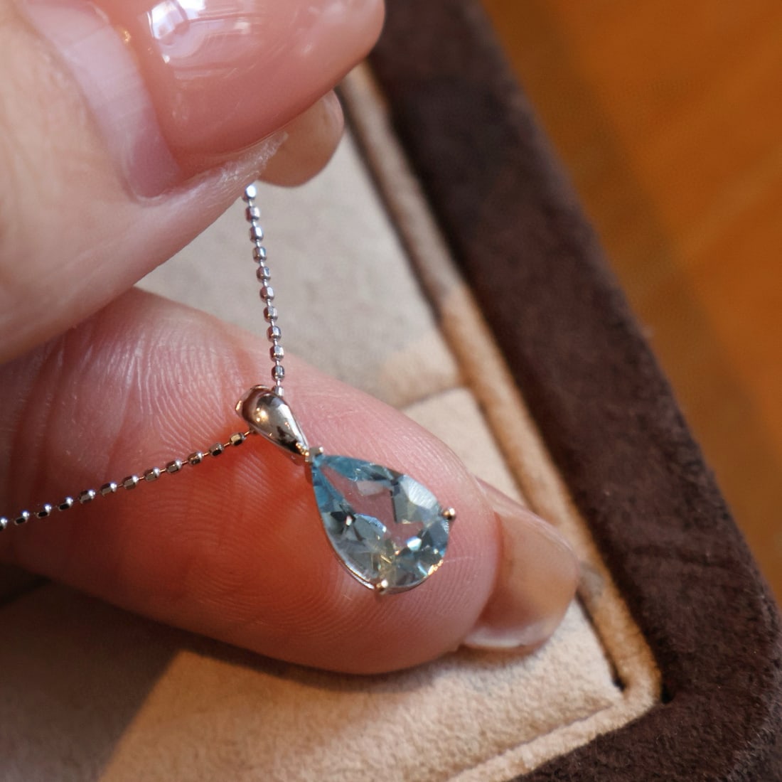 14k Gold 1 Ct Natural Aquamarine Pendant( Without Chain ) - 2