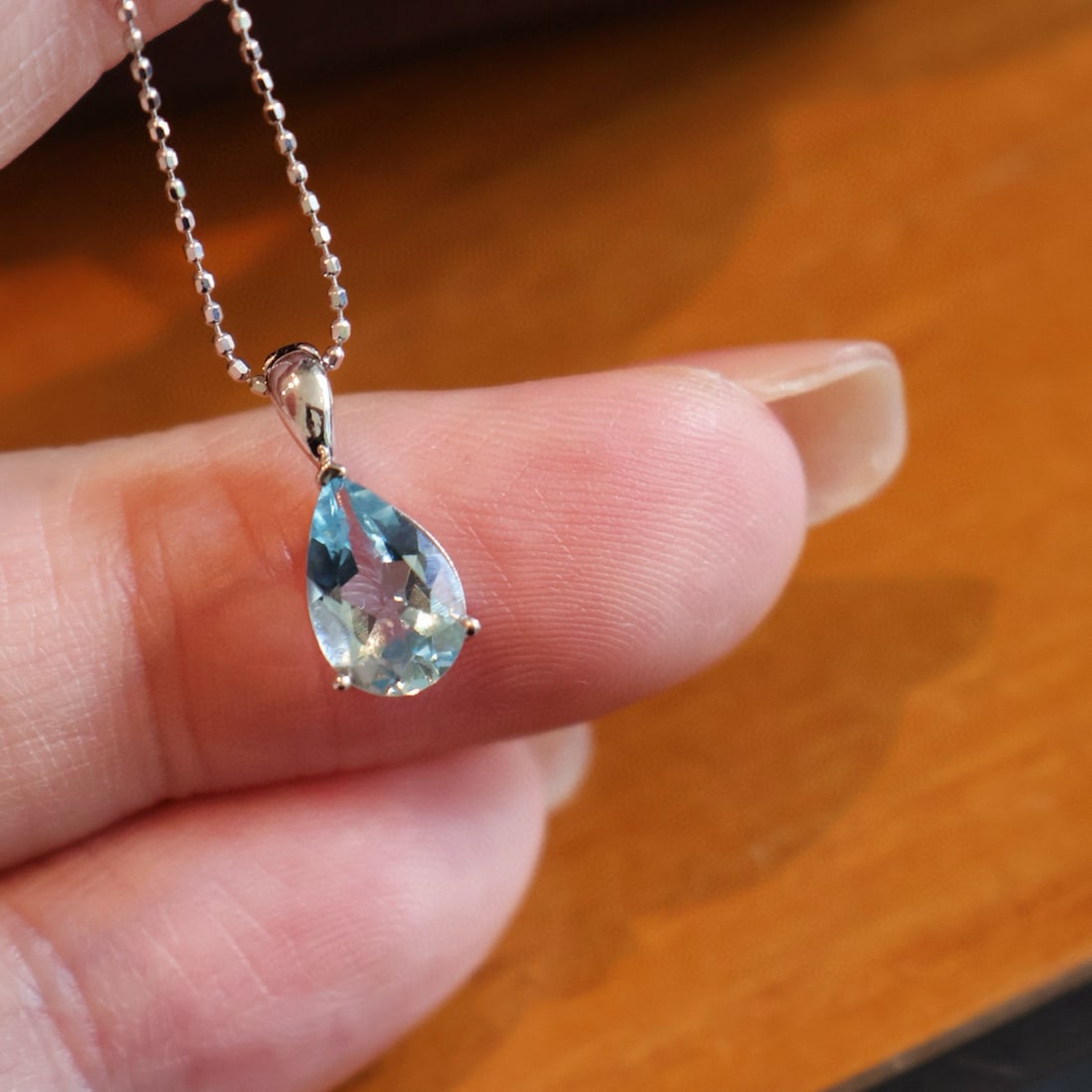 14k Gold 1 Ct Natural Aquamarine Pendant( Without Chain ) - 3