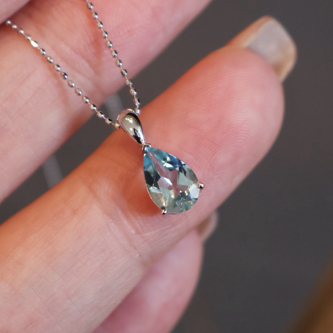 14k Gold 1 Ct Natural Aquamarine Pendant( Without Chain ) - 5