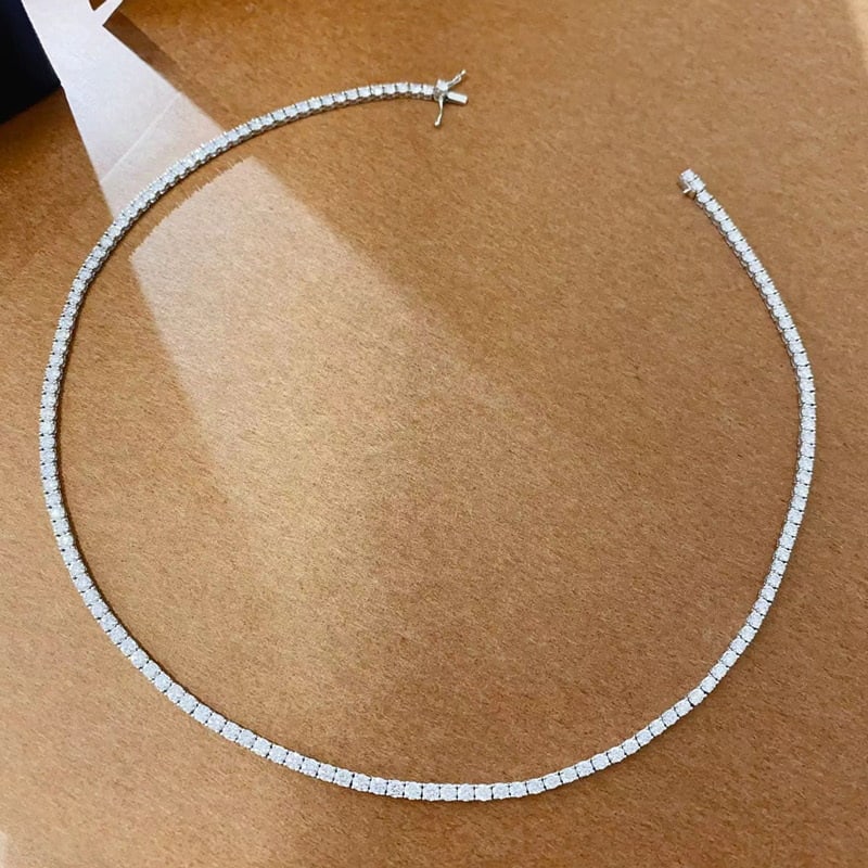 14k Gold 11.5 Ct Natural H Diamond Necklace: Ref:231066392 // gold content:14k gold // main gemstone:diamond // shape:round // carat weight:11. 5ct // clarity grade:vs-si // color:h // treatment:natural // cut grade:g // Condition: NewLow