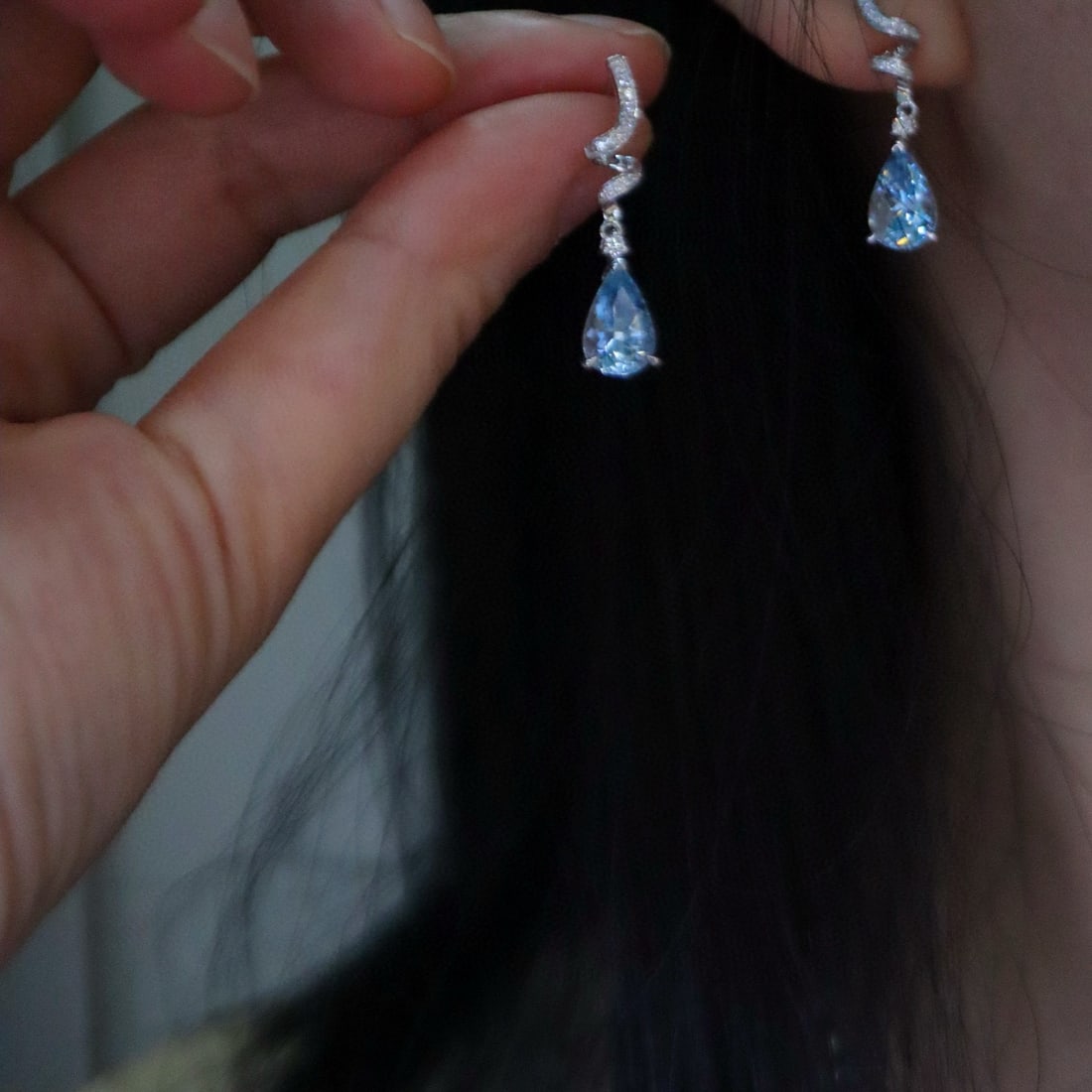 14k Gold 2.47 Ctw Natural Aquamarine & Diamond Earrings - 4