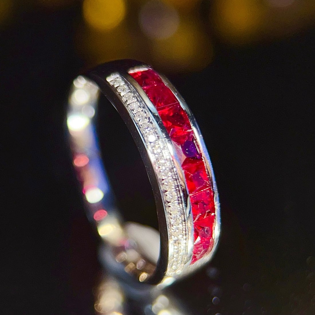 14k Gold 0.9 Ct Natural Ruby & Diamond Ring - 5