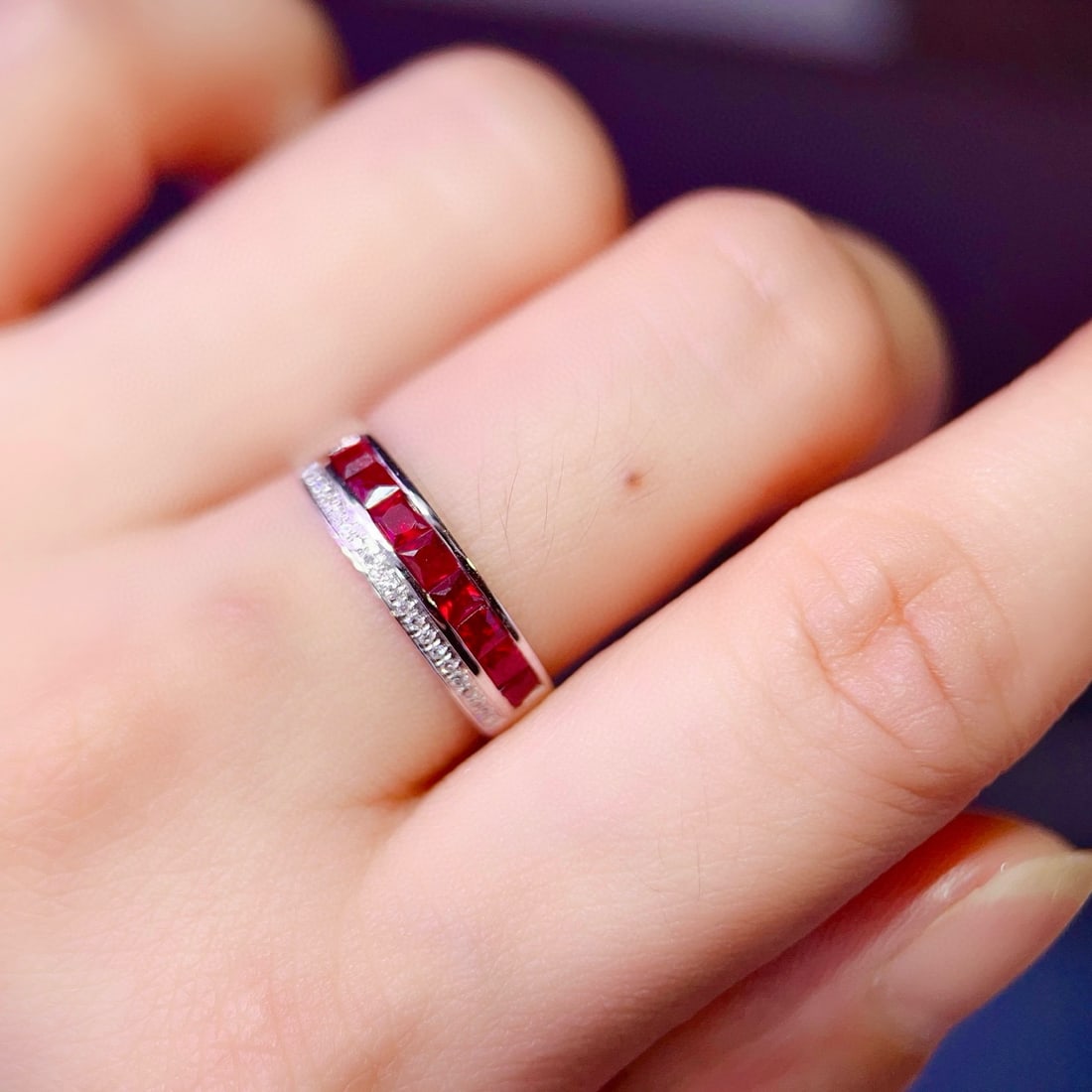 14k Gold 0.9 Ct Natural Ruby & Diamond Ring - 6