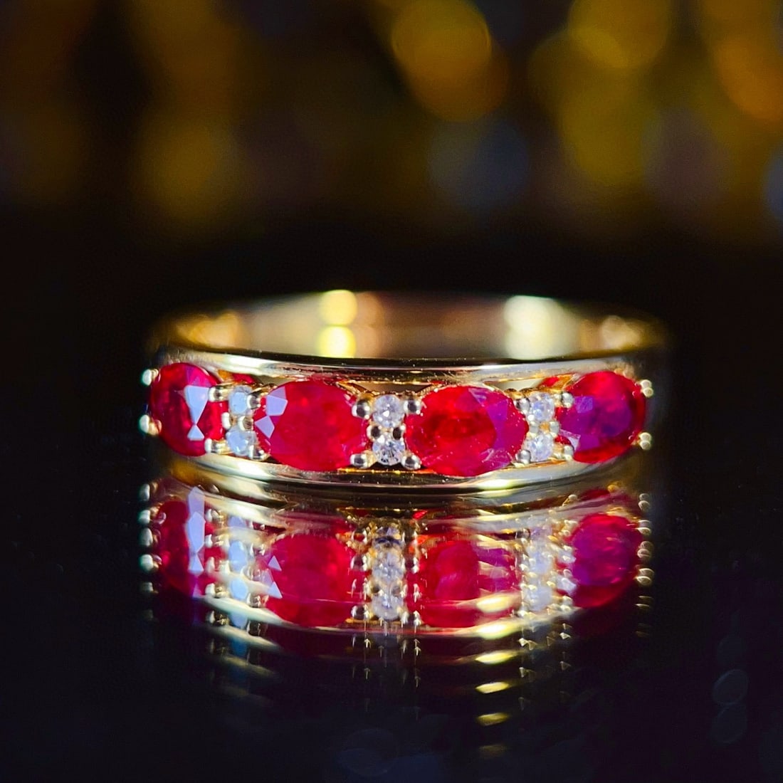 14k Gold 1 Ct Natural Ruby & Diamond Ring: Ref:231066422 // gold content:14k gold // ring size:7. 25us // // main gemstone:ruby // shape:oval // carat weight:1ct // color:red // treatment:natural // // adjacent gemstone 2 : diamond //