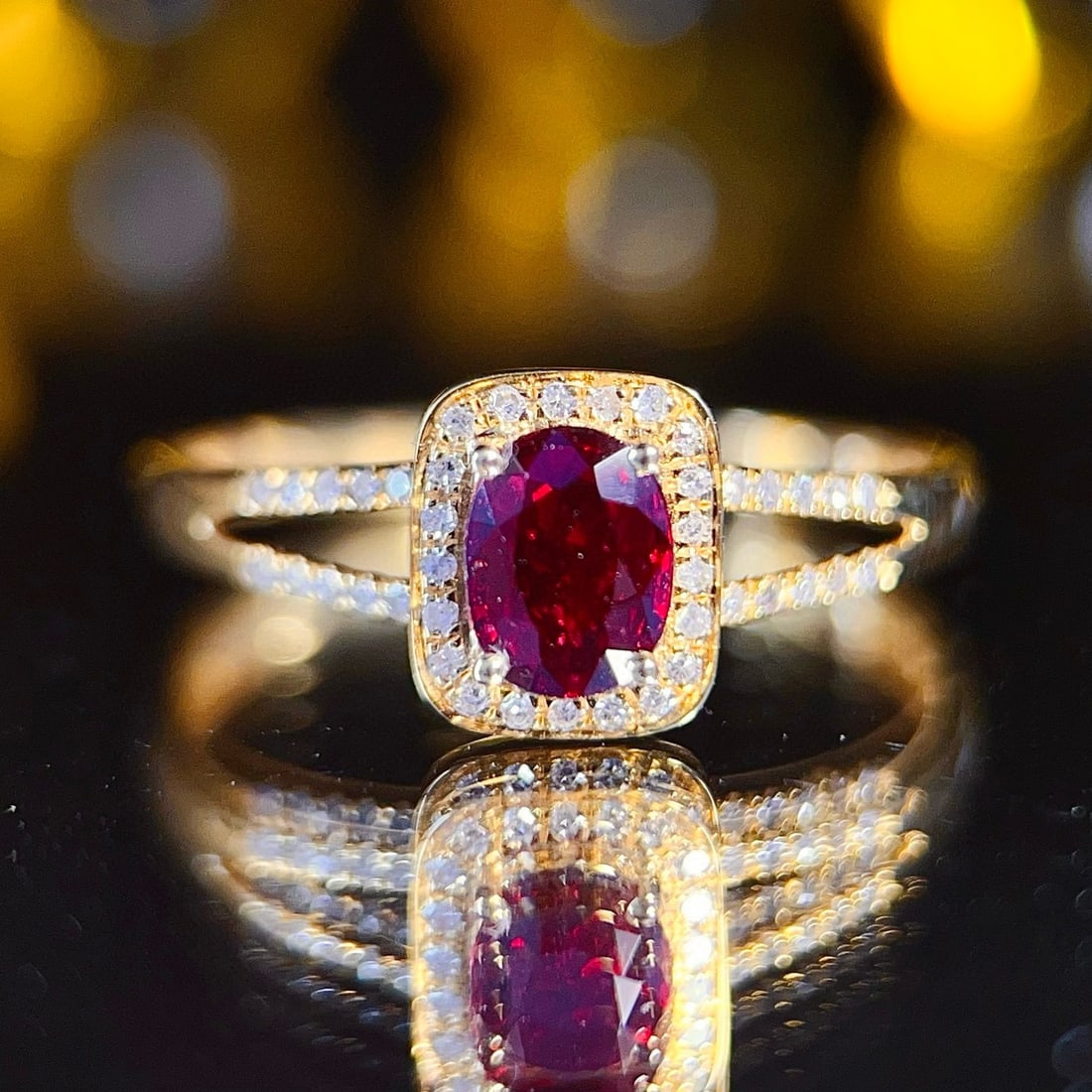 14k Gold 0.6 Ct Natural Ruby & Diamond Ring - 2
