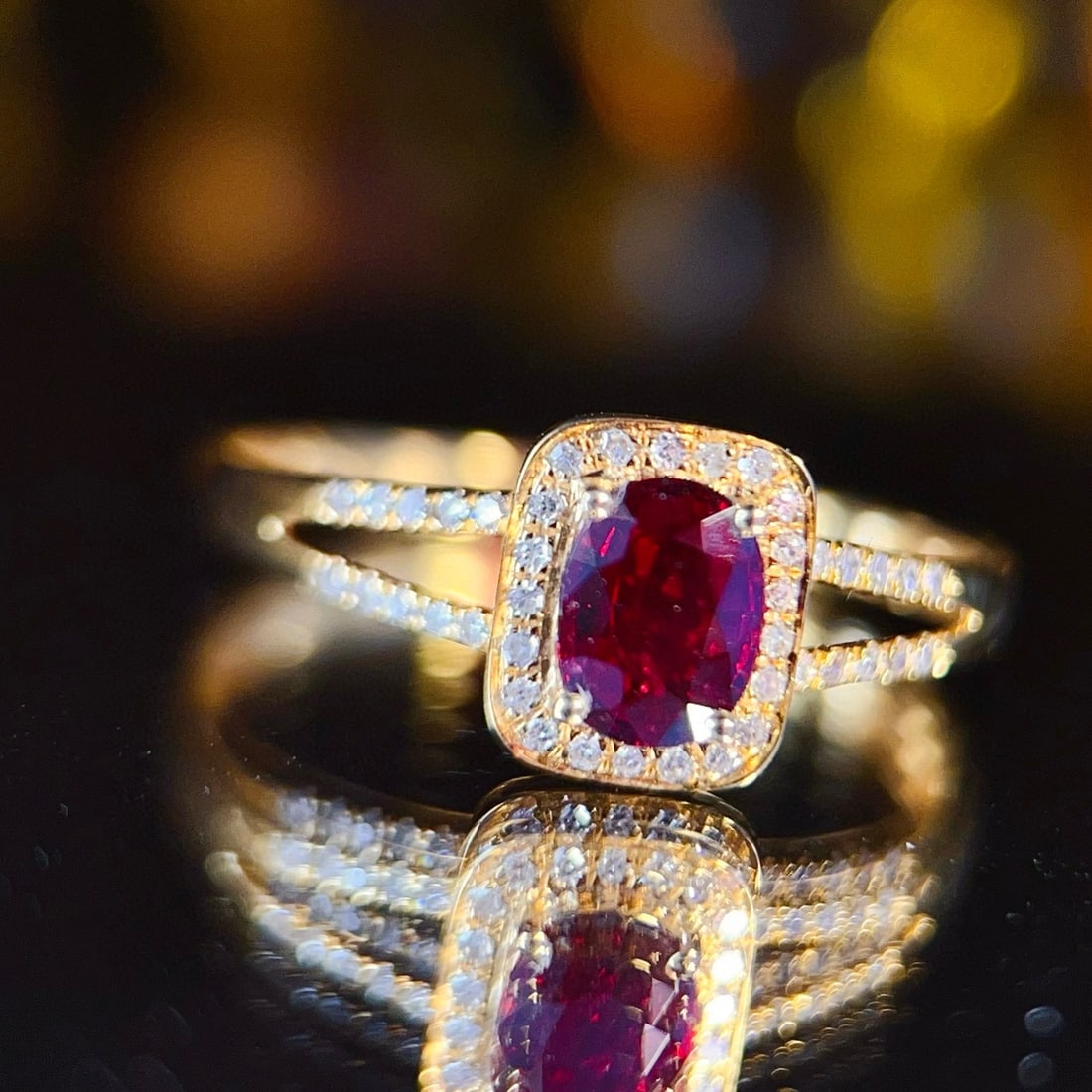 14k Gold 0.6 Ct Natural Ruby & Diamond Ring - 3